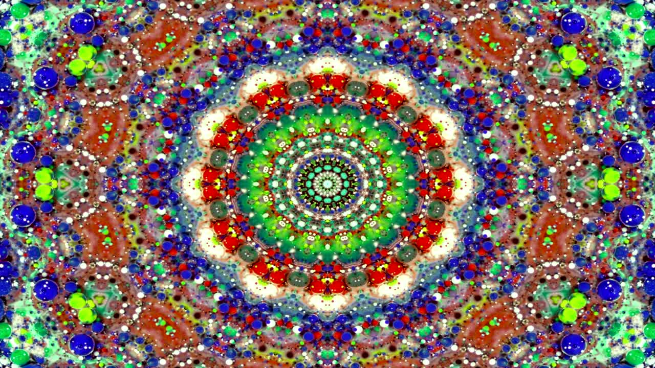 Abstract Coloroso modello simmetrico Ornamentale decorativo Kaleidoscopio Movimento Circolo geometrico e forme stellari