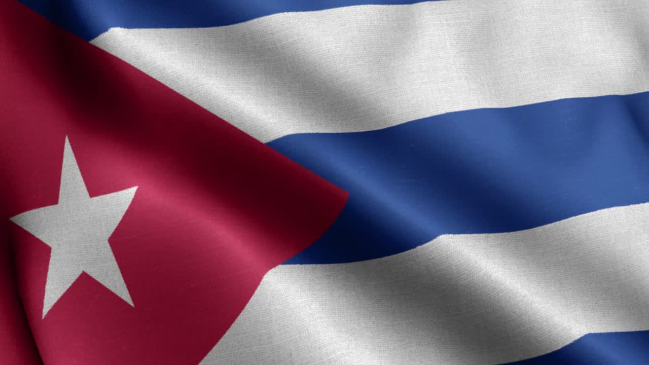 Primo piano in loop 4k della bandiera nazionale di Cuba che sventola.