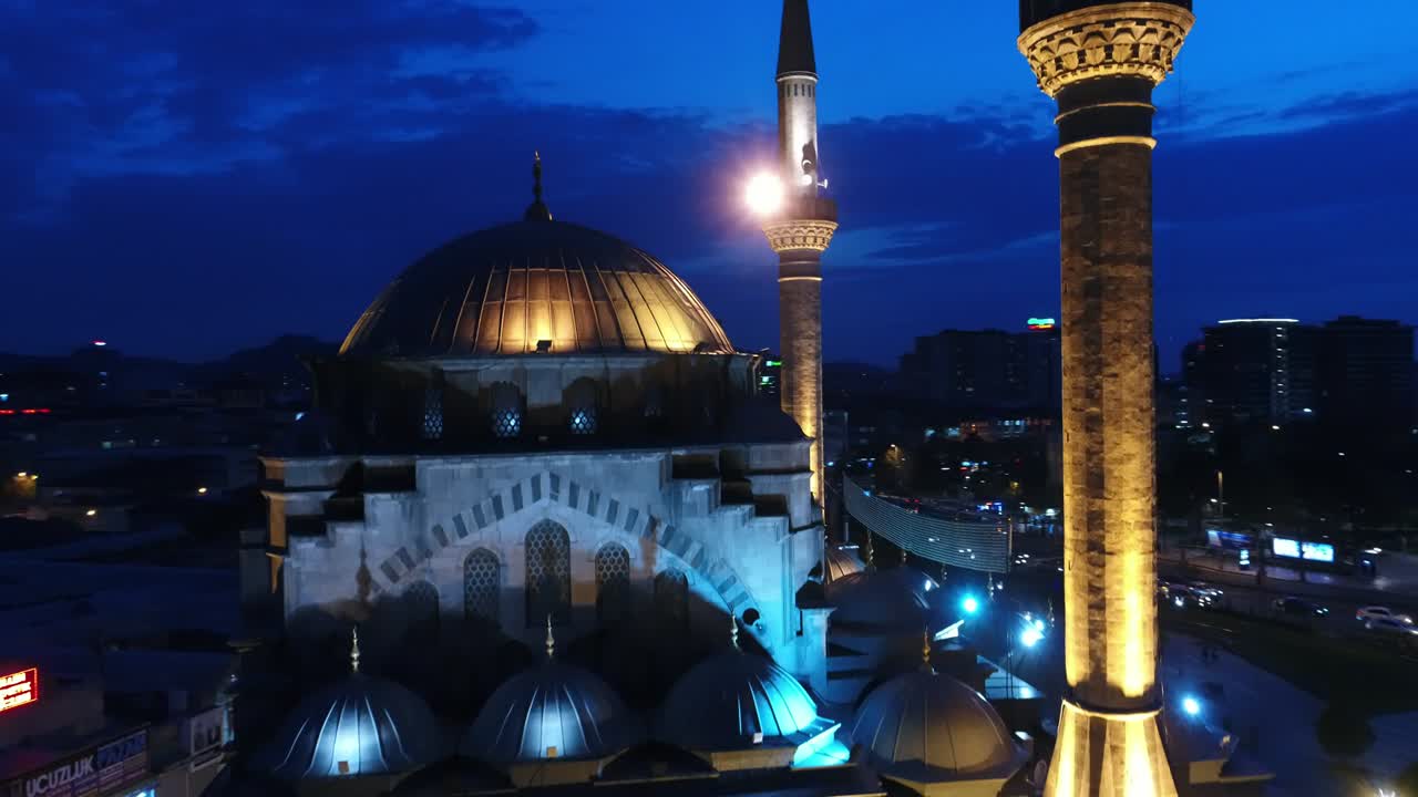 Mosque and Minaret Aerial View