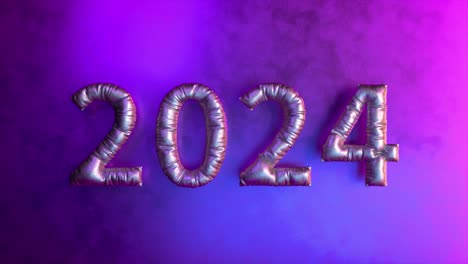 Schillernde-2024-Luftballons-Mit-Einem-Mystischen-Violetten-Dunst,-Der-Eine-Futuristische-Silvesterstimmung-In-3D-Hervorruft