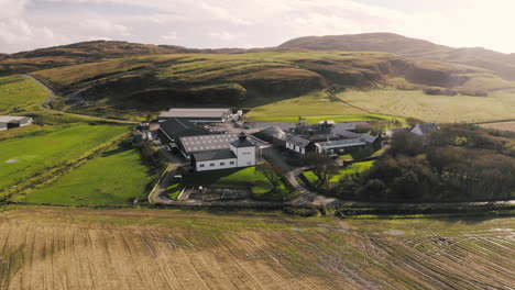whisky distillery aerial circeling kilchoman rock side farm