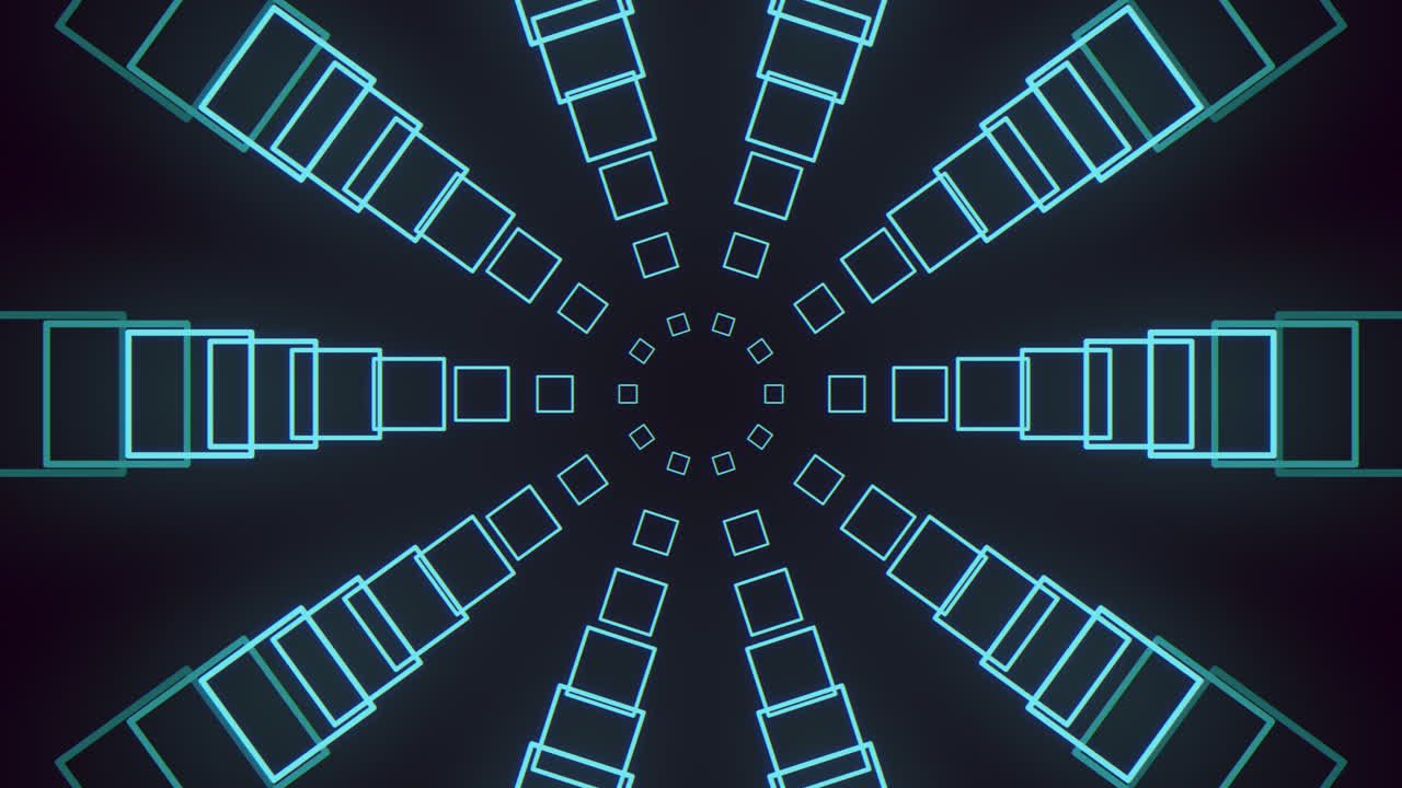 paisaje urbano futurista vibrante con edificios iluminados con neón en formación circular