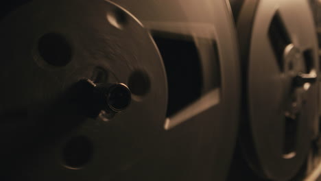 a vintage tape recorder in a blinking light