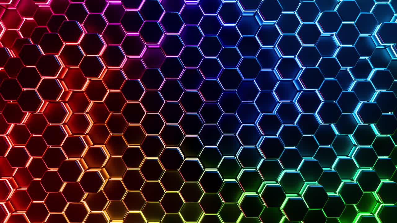 A colorful background with a pattern of hexagons. Looped animation