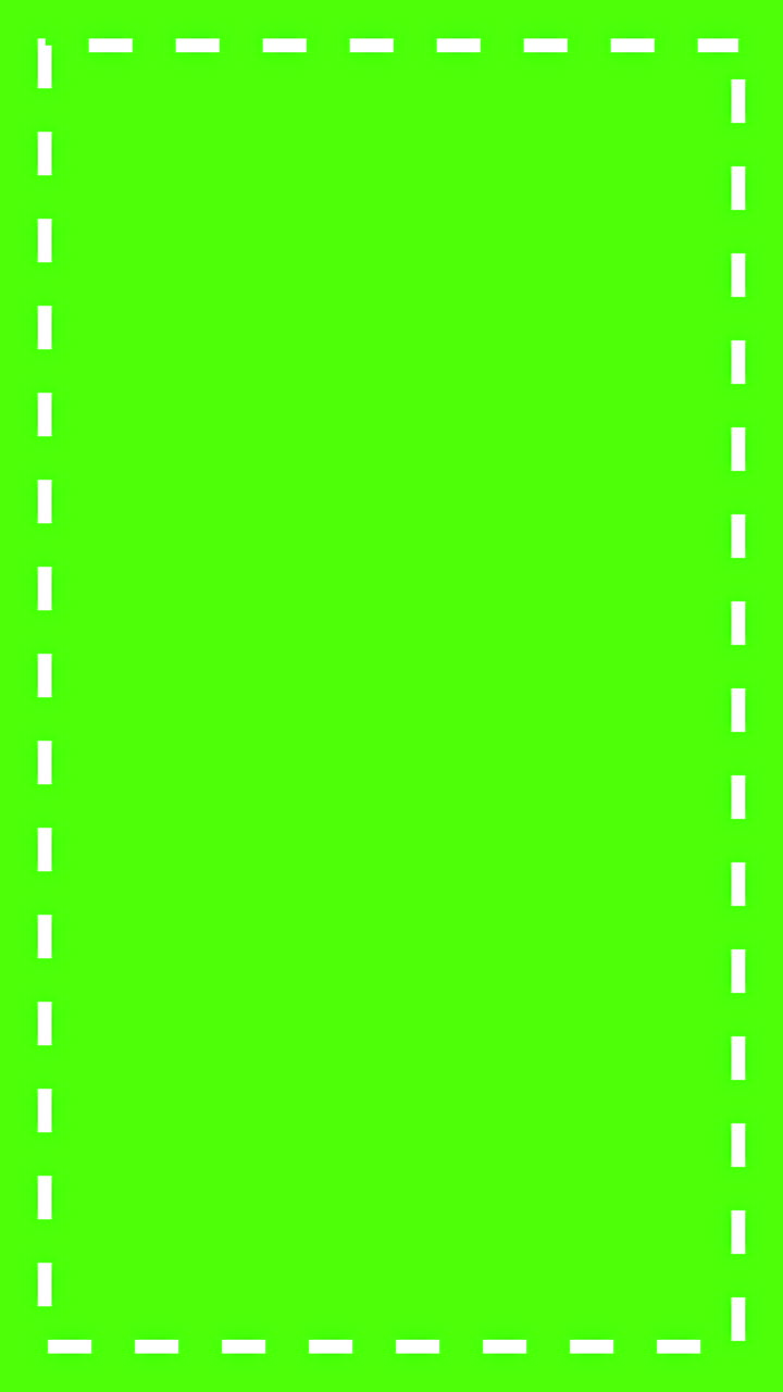 Bordure de rectangle blanc en pointillés sur écran vert