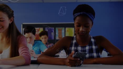 animation of mathematical equations over diverse students in classroom