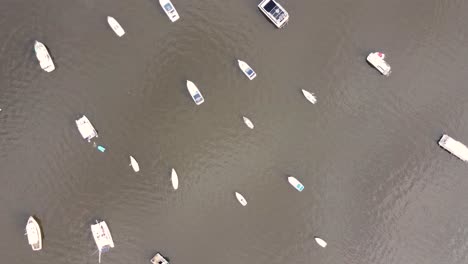 bird's eye drone aerial shot of brooklyn town harbour with boats yachts in the hawkesbury river hornsby shire berwora sydney australia 3840x2160 4k