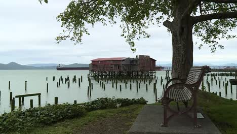 astoria oregon bench looking out at water