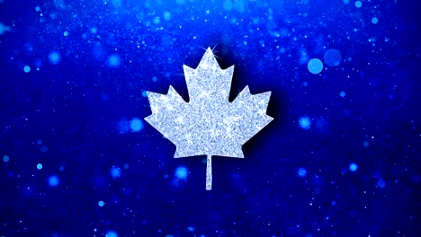 el icono de la hoja de arce canadiense parpadea brillantes partículas de brillo brillante.