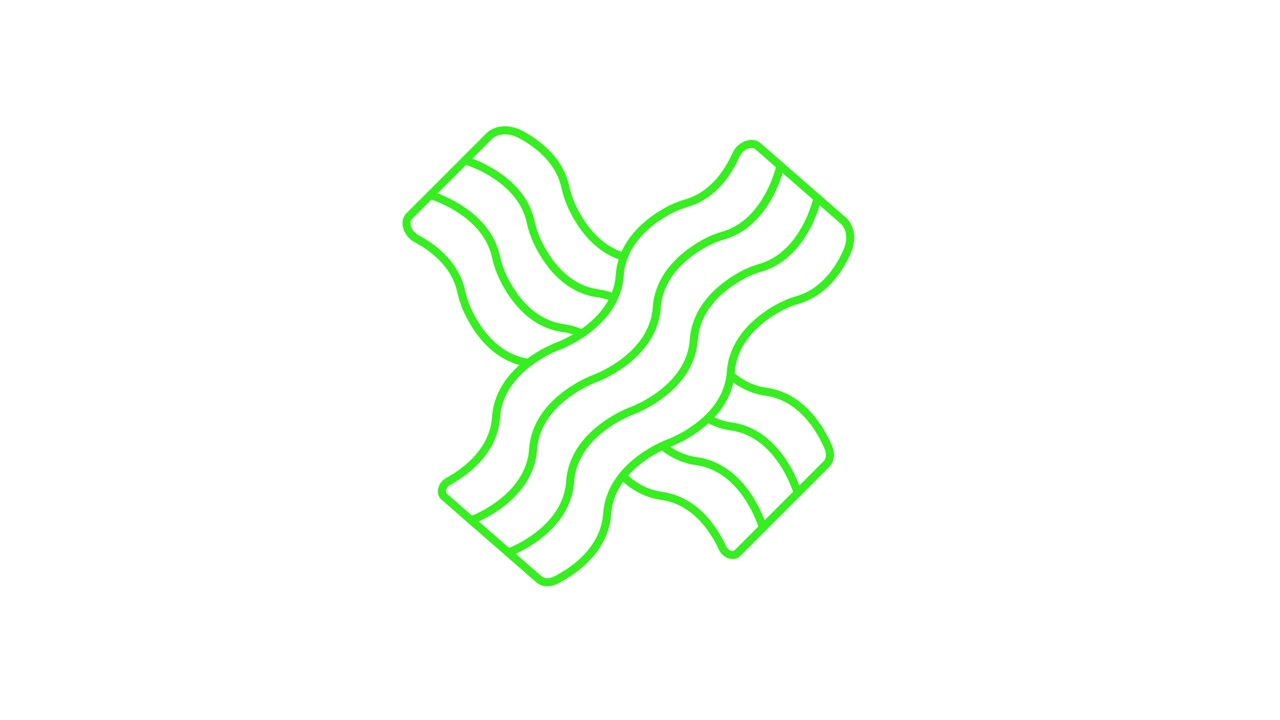 Linee ondulate verdi animate che formano una X