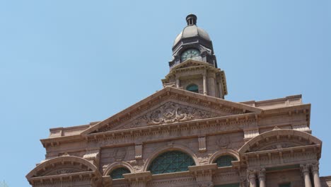 low angle wide angle shot of the tarrant county courthouse in fort worth, texas