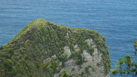 primer plano en cámara lenta de la cima de un acantilado en la playa de kelingking, nusa penida, indonesia