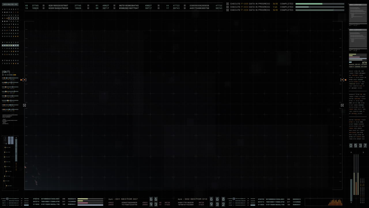 Advance motion graphic futuristic user interface head up display screen with Holographic Machine and digital data telemetry information display for digital background computer desktop display screen