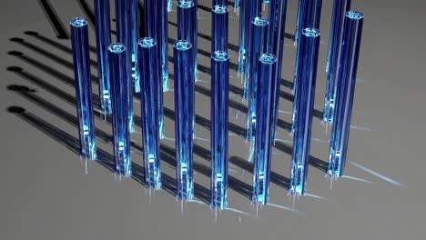 abstract geometric arrangement of blue cylinders