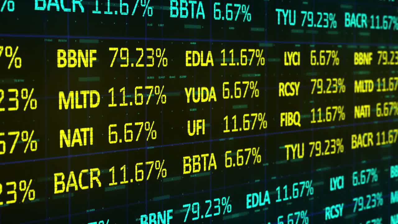 Elaborazione dati del mercato azionario su sfondo nero