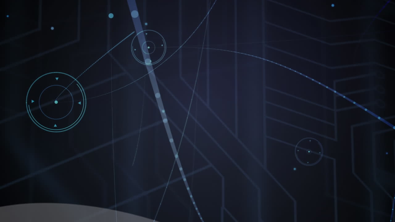 Animation of networks of connections over black background