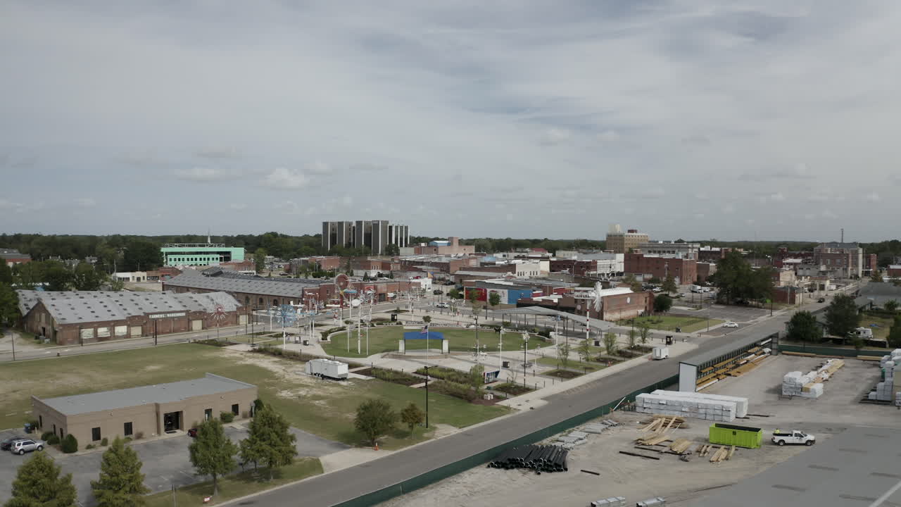 drone shot dowtown Wilson North Carolina