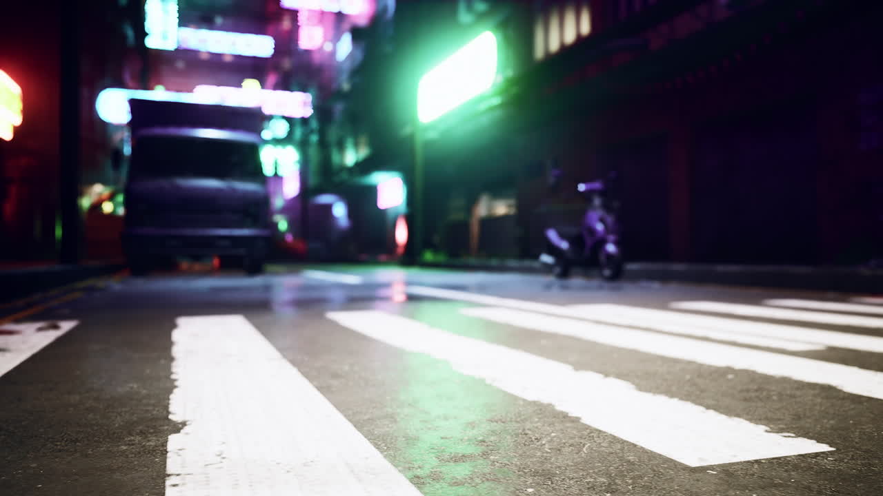 Un'immagine sfocata di una strada della città di notte