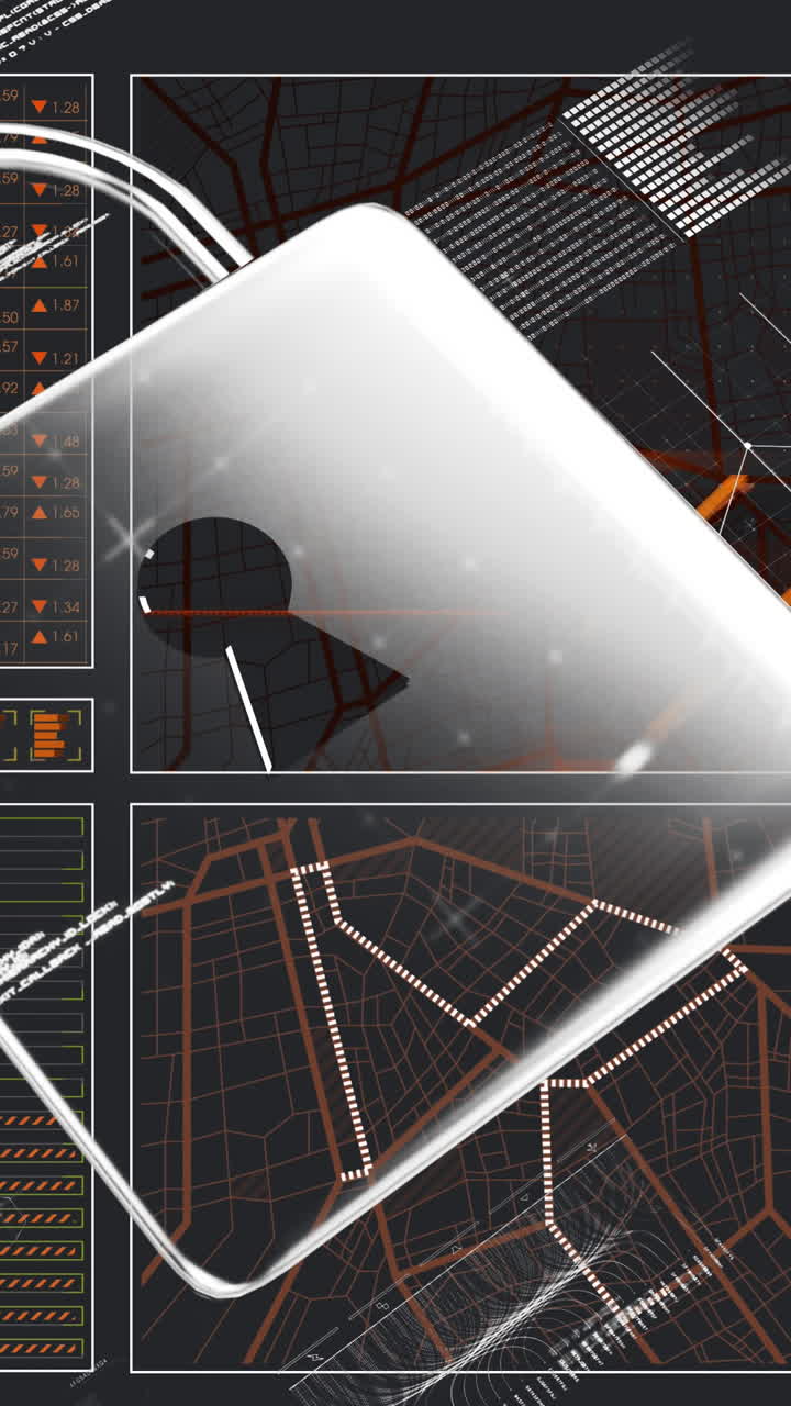 animación del procesamiento de datos y las conexiones a través de un candado de seguridad en línea