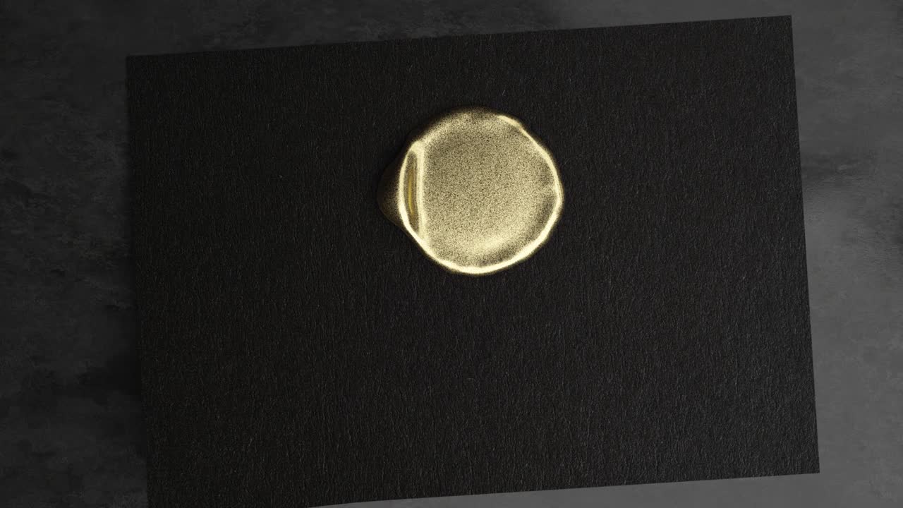 Sigillo di cera dorato impresso su carta nera