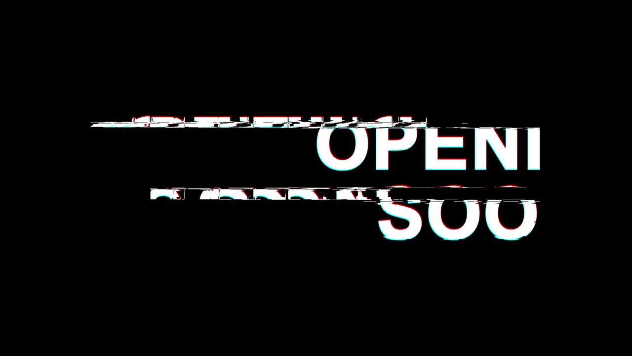 apertura pronto efecto glitch texto distorsión de televisión digital animación de bucle 4k