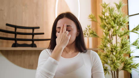 woman doing yoga indoors