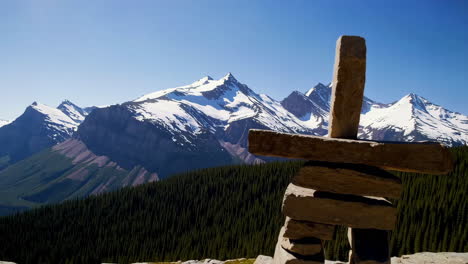 Canadian Rockies with Stone Cairn