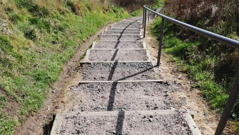 steps leading from the coast to mcduff castle in east wemyss scotland