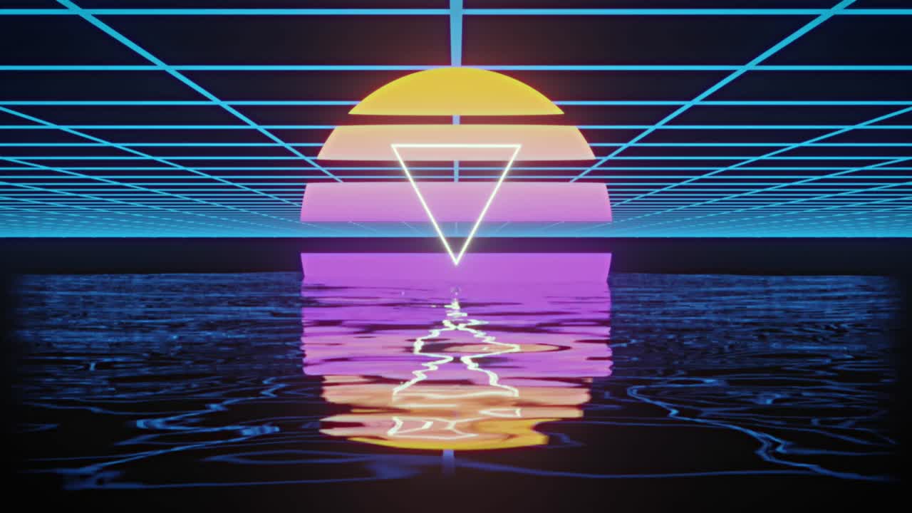 animación de enorme texto de venta sobre cuadrados y fondo de cuadrícula retro