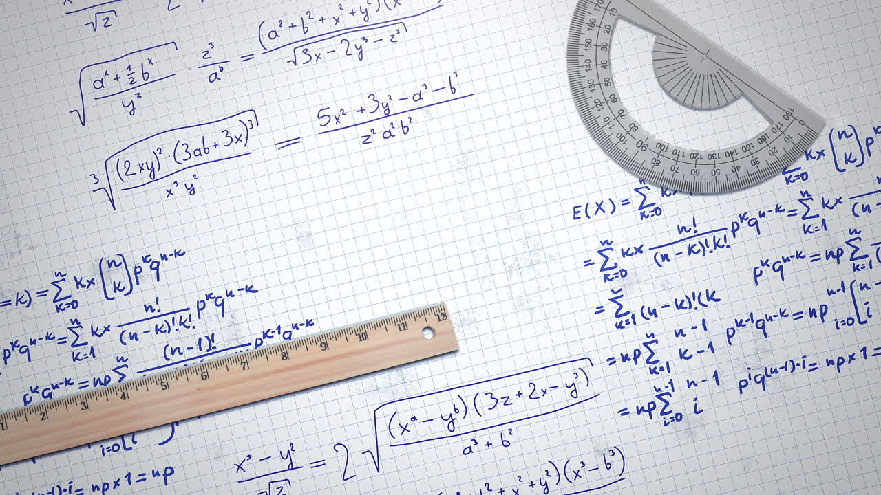 근접 촬영 수학 공식 및 종이 학교 배경 4 요소