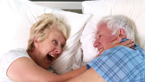 Lächelndes-älteres-Paar-Im-Bett