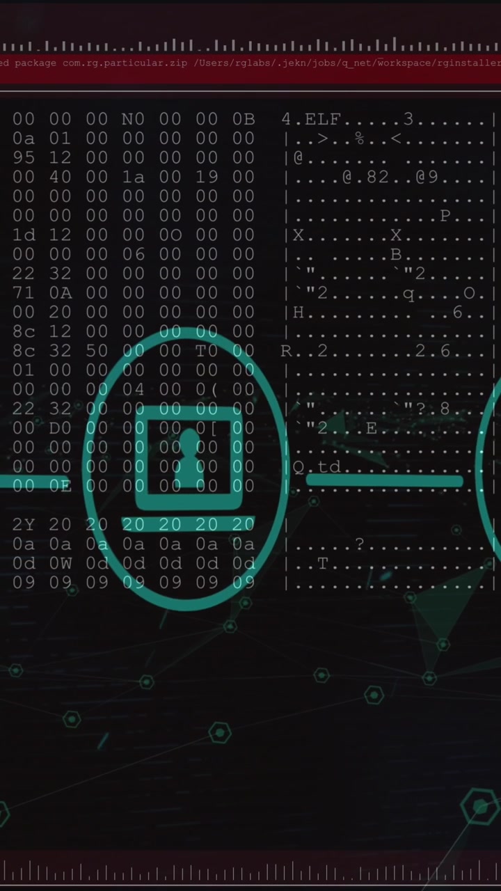 Animation d'un réseau de connexions avec des icônes sur un traitement de données