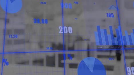 Animación-Del-Procesamiento-De-Datos-Estadísticos-A-Través-De-La-Red-Grid-Contra-Una-Oficina-Vacía