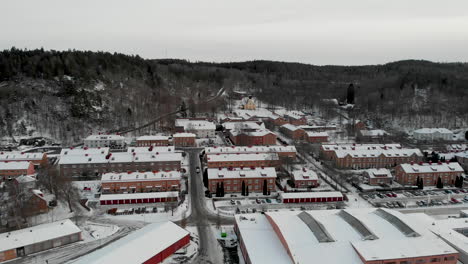 Jonsered-covered-in-snow.-Drone-pull-out-reveal