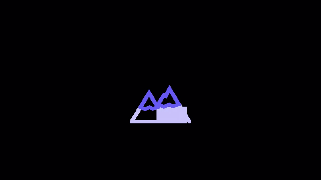 Minimalist Animated Mountain Icon on Black Background
