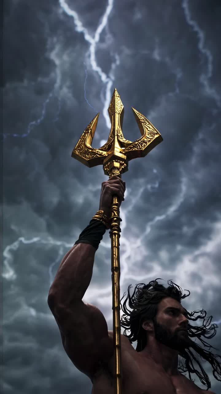 Epic fantasy scene of a warrior on a cliff, shot from a low angle