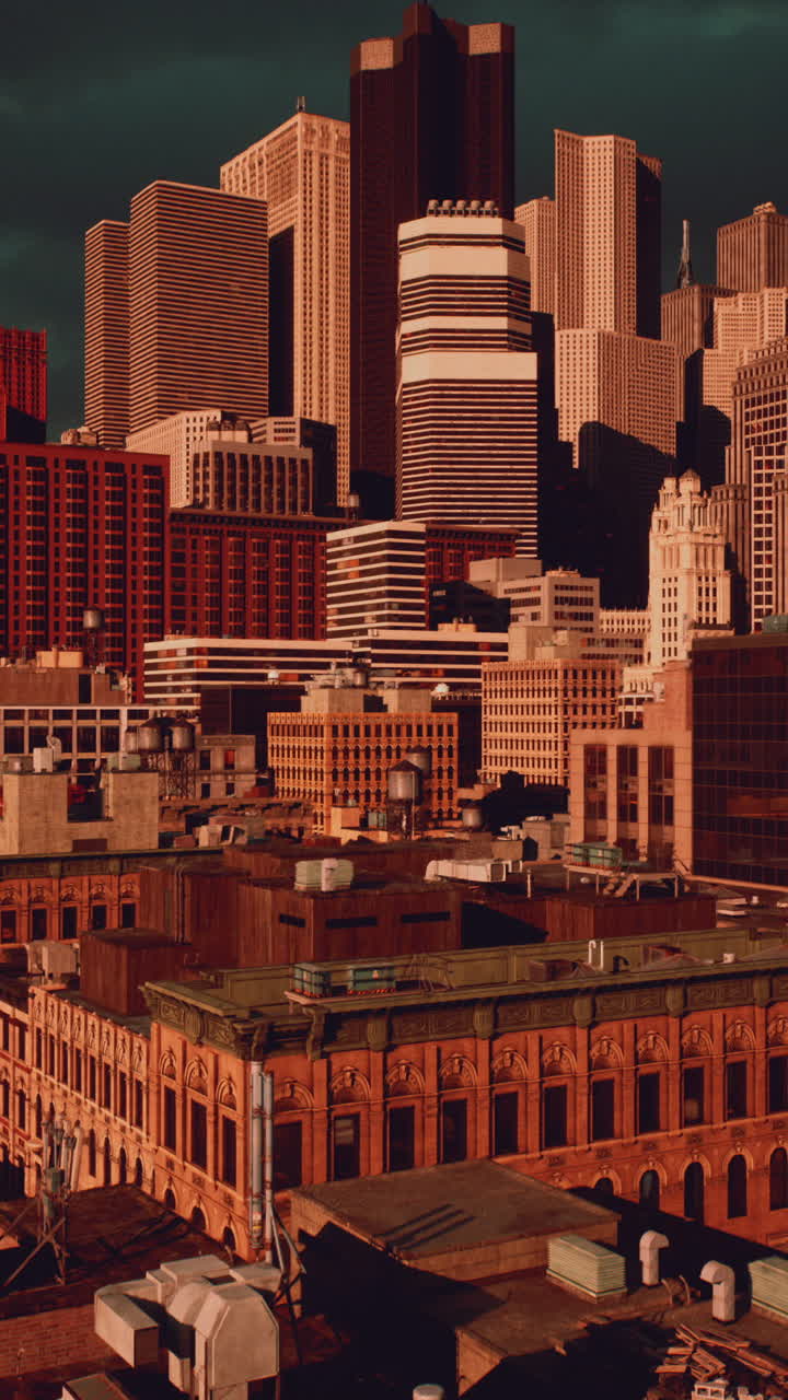 해가 지고 있는 도시 의 공중 사진