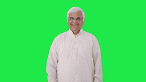 Happy-Indian-old-man-smiling-Green-screen