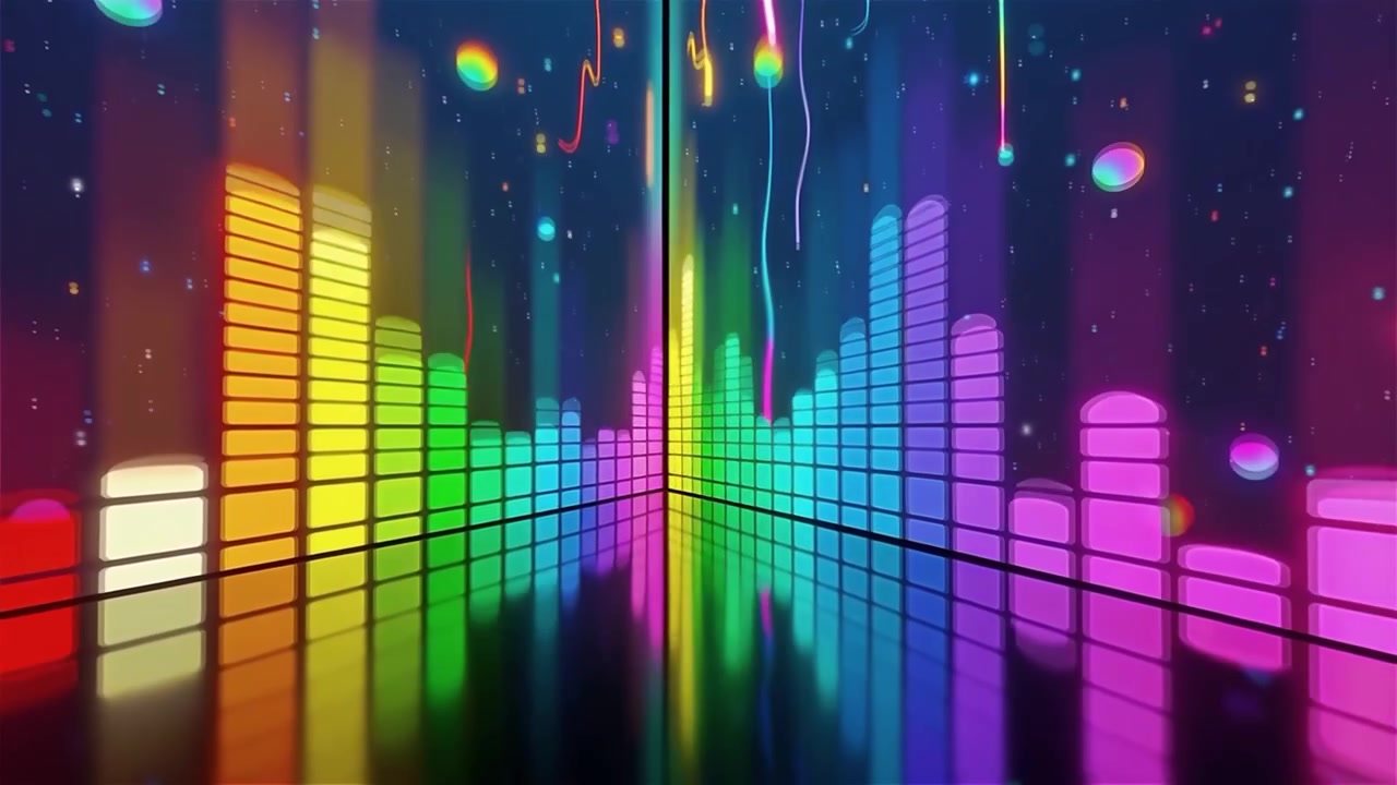 Futuristic Rainbow Neon Music Equalizer Visualizer Background