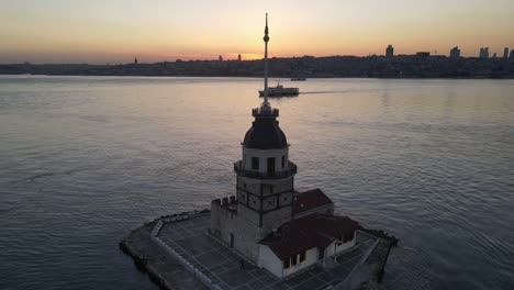 sunset on the maiden’s tower uskudar istanbul turkey