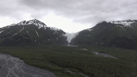 aerial view of a glacier in alaska