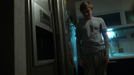 persona buscando comida en el refrigerador por la noche