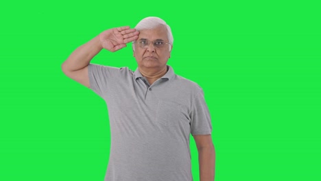 Proud-Indian-old-man-saluting-Green-screen