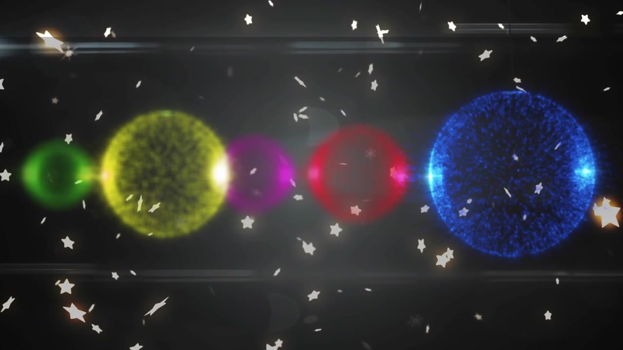 Animazione di stelle su bolle su sfondo nero