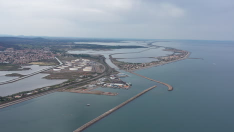 large aerial view of oils containers in frontignan france canals