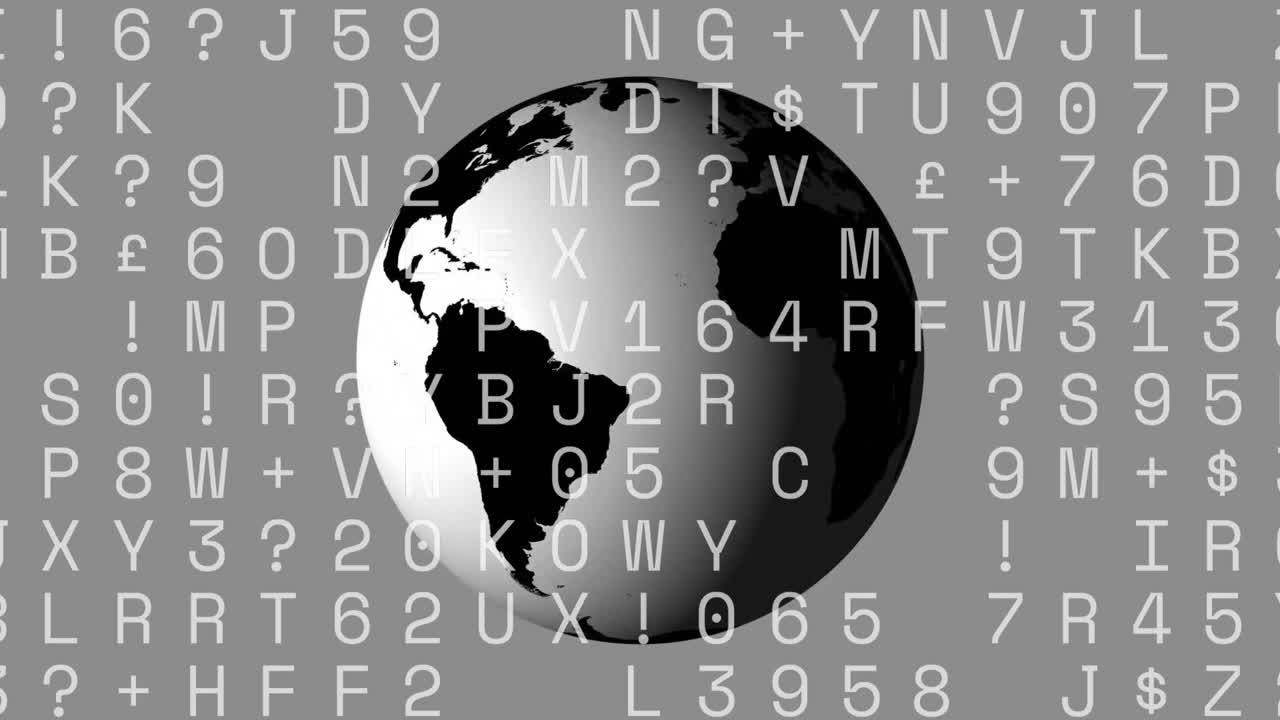 Animation of financial currency symbols over globe