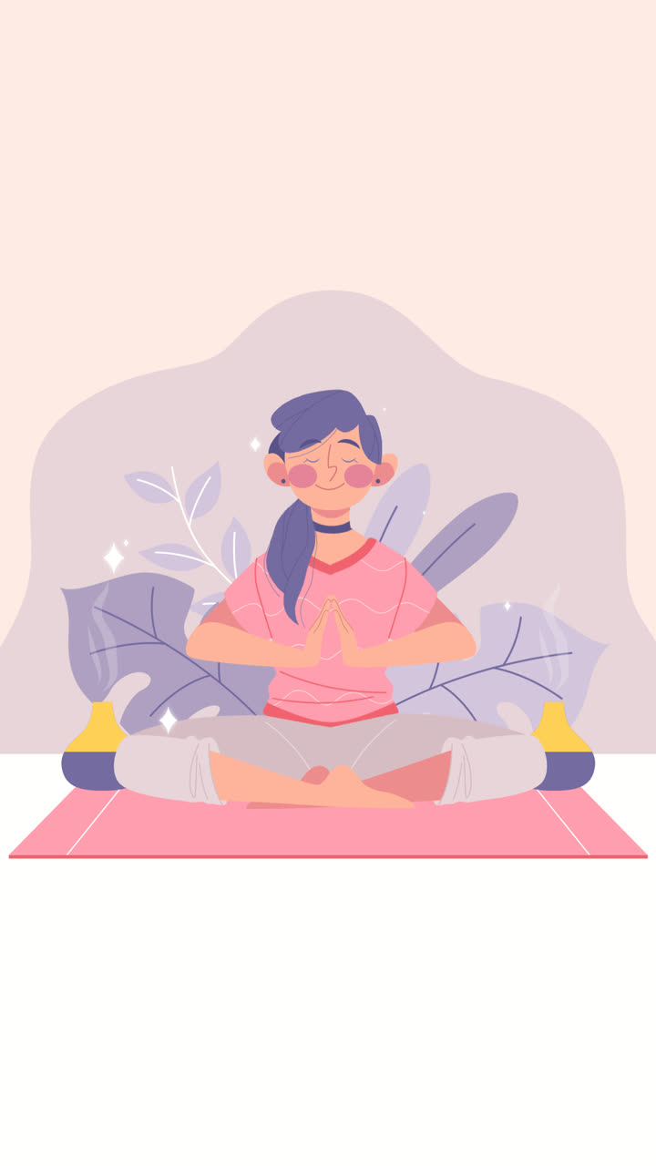 An animation of a Organic flat woman meditating