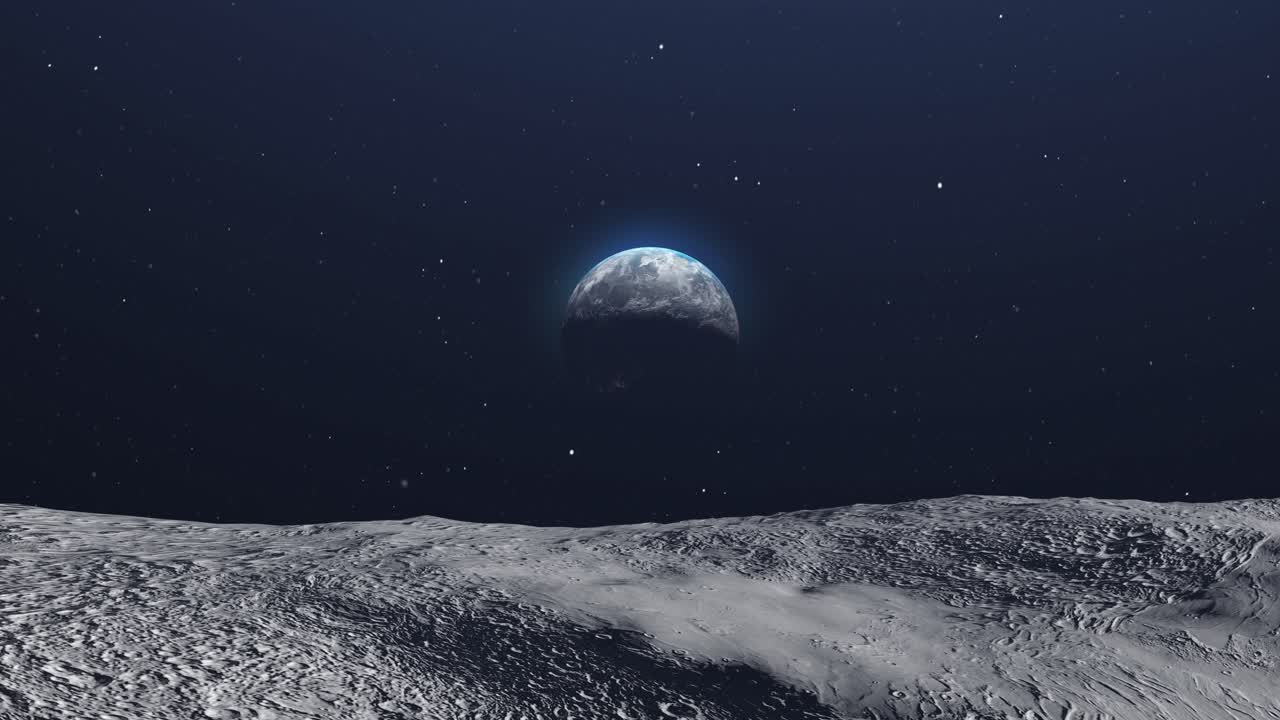 지구가 달 위에 아오르고