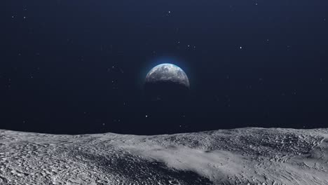 earth rising over the moon