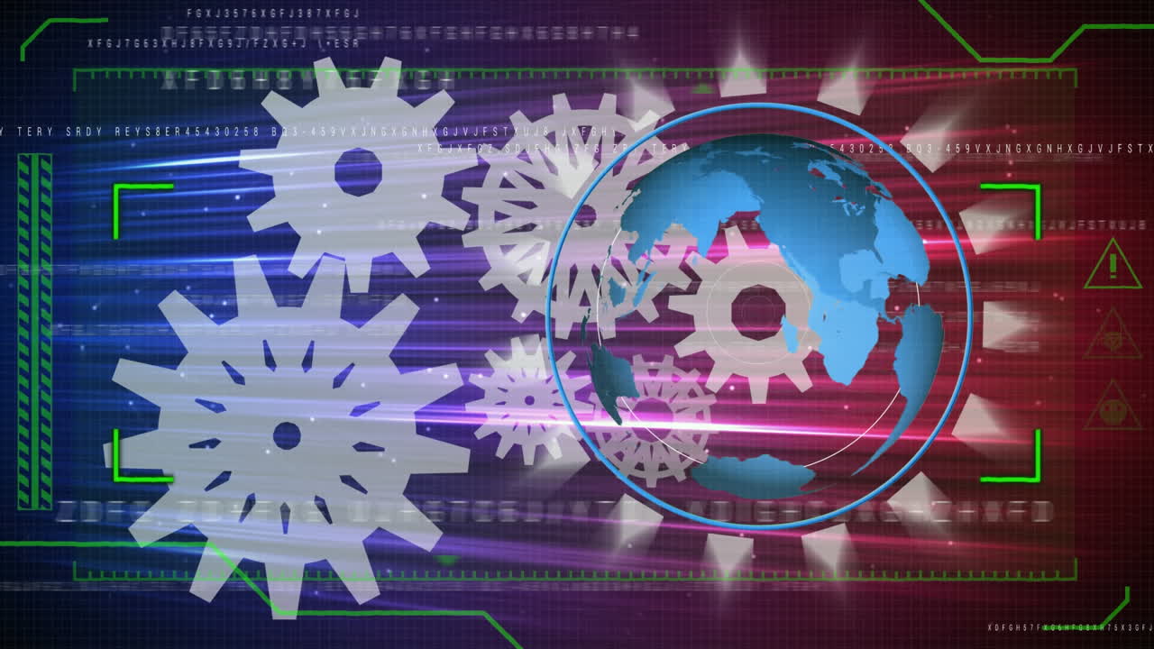 반이는 배경에서 지구를 회전시키고 스 스캐닝으로 작동하는 의 애니메이션